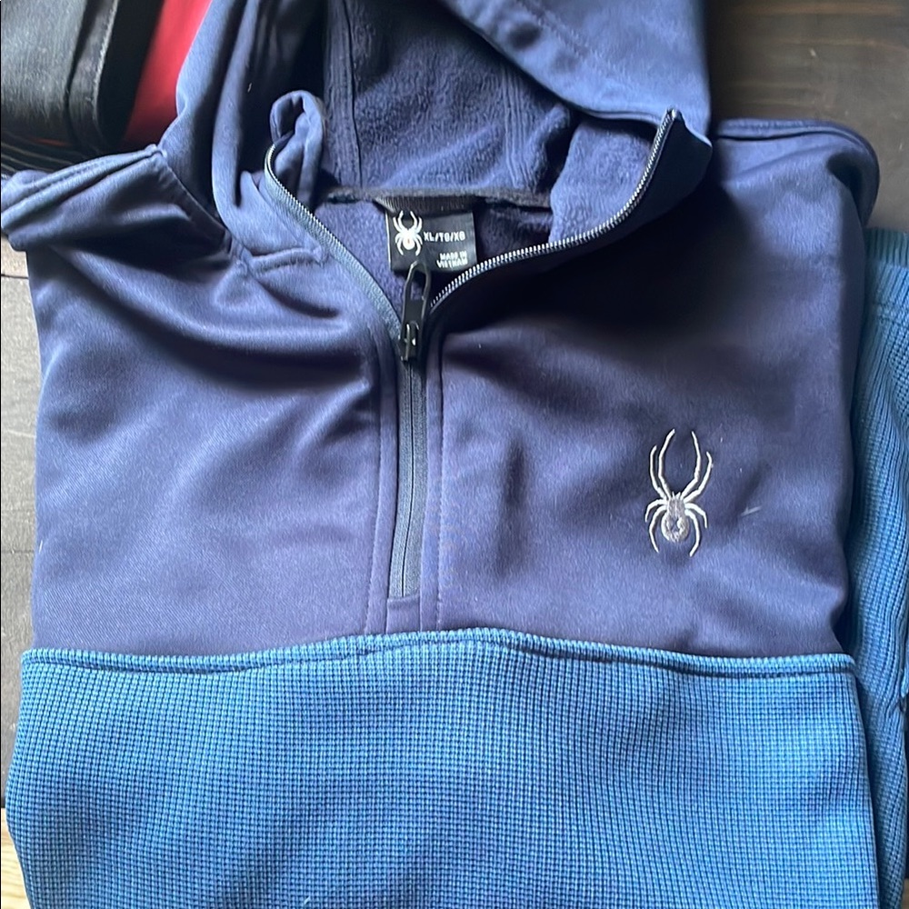 Spyder Blue Zip Up Sweater with Embroidered Logo